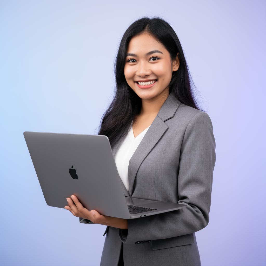Profesional perempuan Indonesia mengikuti assessment karir online dengan laptop